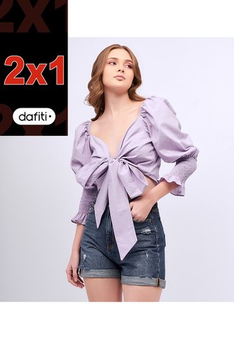 Blusa Para Mujer Corta Con Tiras Para Anudar Unser Unser