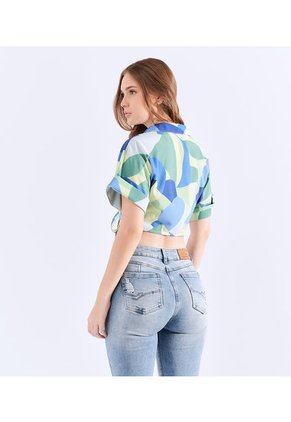 Blusa Para Mujer Estampada Con Tiras Para Anudar Unser