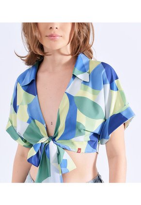 Blusa Para Mujer Estampada Con Tiras Para Anudar Unser