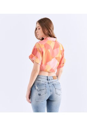 Blusa Para Mujer Estampada Con Tiras Para Anudar Unser