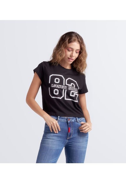 Camiseta Unicolor Con Estampado Para Mujer Unser