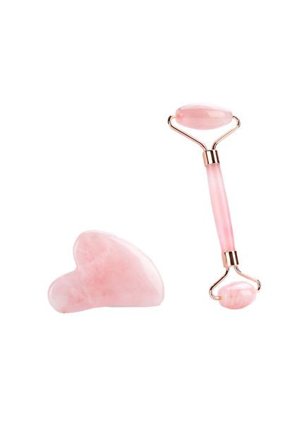 Kit Rodillo Masajeador Facial UBMD Cuarzo Rosa BH36421