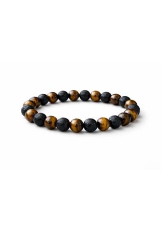 Manilla Pulsera Hombre Ojo Tigre Piedra Lava 8mm UrbenMood