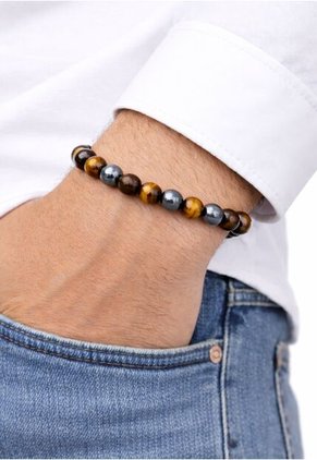 Manilla Pulsera Hombre Ojo Tigre Acerina 8mm