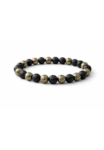 Manilla Pulsera Hombre Pirita Piedra Lava Volcanica 8mm UrbenMood