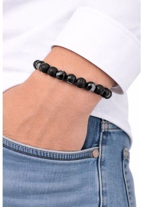 Manilla Pulsera Hombre Sardonix Piedra Lava Volcanica 8mm
