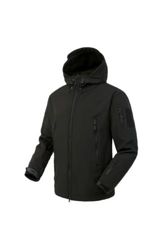 Chaqueta Tactica DT821 Negro Hombre Capucha Tipo Militar UrbenMood