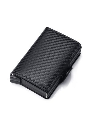 Billetera Tarjetero UBMD Aluminio Bloqueo RFID Hombres 9768 Fibra Carbono Negro