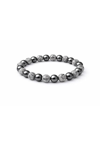 Manilla Pulsera Hombre Jaspe Gris Acerina 8mm