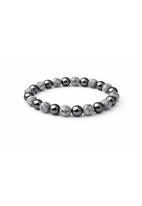 Manilla Pulsera Hombre Jaspe Gris Acerina 8mm
