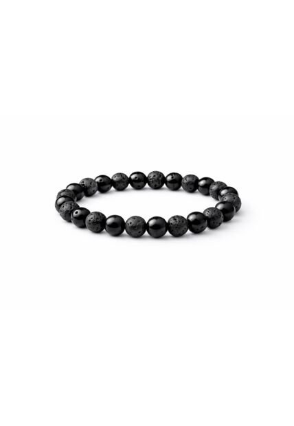 Manilla Pulsera Hombre Onix Piedra Lava 8mm