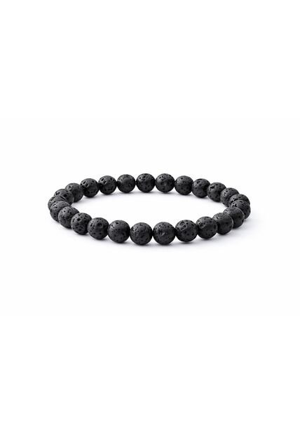 Manilla Pulsera Hombre Roca Lava Negra 8mm