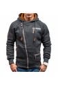 Hoodie Capucha Manga Larga Hombre Ajustado Gris 1131 de UrbenMood