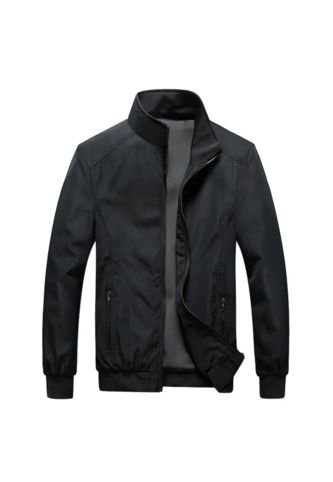 Chaqueta Para Hombre Casual Poliester JK55118 Negro UrbenMood