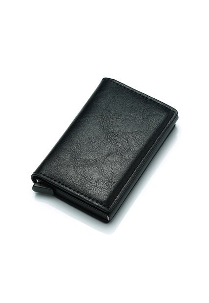 Billetera Ecocuero Aluminio Hombre Bloqueo RFID 6059C Negro