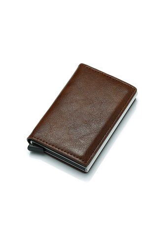 Billetera Ecocuero Aluminio Hombre Bloqueo RFID 6059C Café UrbenMood