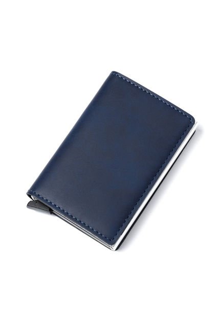 Billetera Ecocuero Aluminio Hombre Bloqueo RFID 6059L Azul