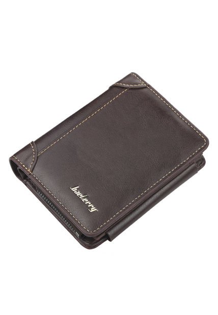Billetera Tres Cuerpos Ecocuero Hombre Cremallera 9159 Cafe