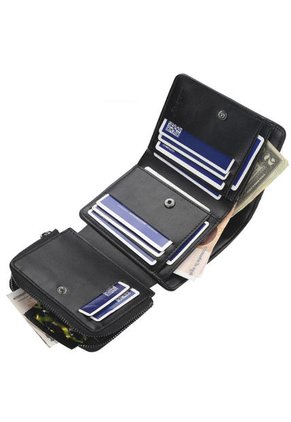 Billetera Tres Cuerpos Ecocuero Hombre Cremallera 9159 Marron