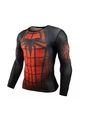 Camiseta UBMD Diseño Superhéroe Slim Fit Manga Larga H.A Negro Rojo de UrbenMood