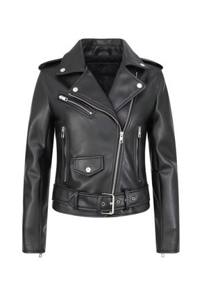 Chaqueta Mujer Cuero PU Suave Motocicleta AM01 Negro