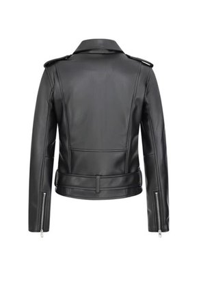 Chaqueta Mujer Cuero PU Suave Motocicleta AM01 Negro