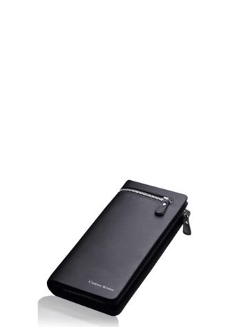 Billetera Hombre Plegable Larga Cuero PU Con Cierre 13036 Negro UrbenMood