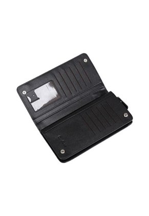 Billetera Hombre Plegable Larga Cuero PU Con Cierre 13036 Negro
