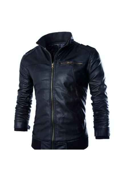 Chaqueta Larga Hombre Cuero Sintetico Casual 42264 Negro