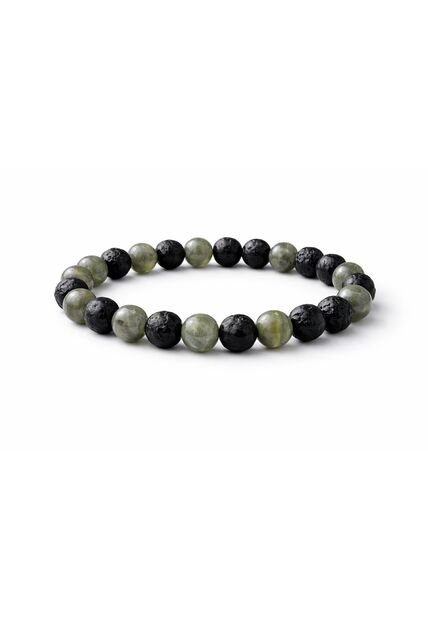 Pulsera Hombre Labradorita Verde Piedra Lava 8mm