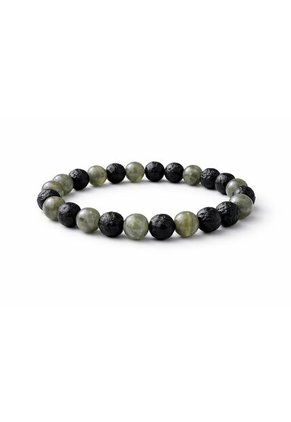 Pulsera Hombre Labradorita Verde Piedra Lava 8mm