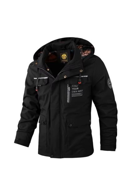 Chaqueta Cortavientos XY1022 Negro Hombre Capucha