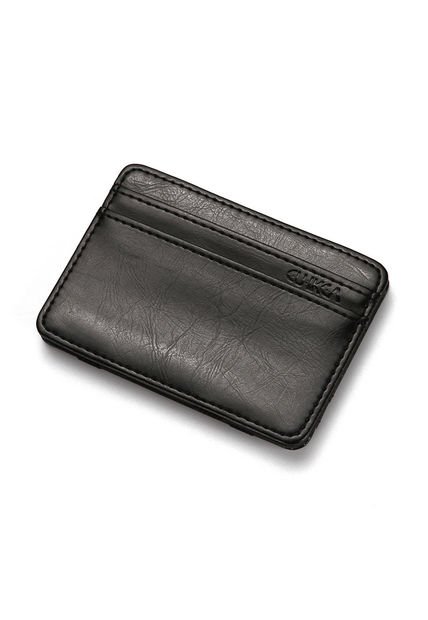 Billetera Tarjetero Delgado Ecocuero Hombres Clip 102 Negro