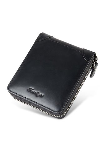 Billetera Cuero Hombre Monedero Vintage Bloqueo RFID 6065 Negro UrbenMood