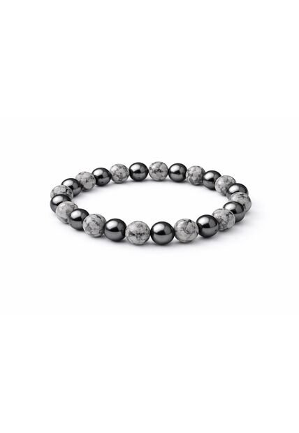 Manilla Pulsera Hombre Jaspe Gris Acerina 8mm