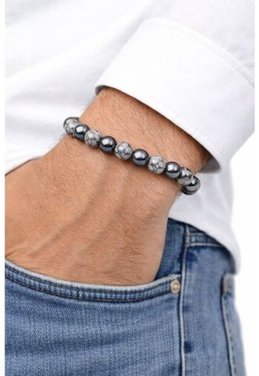 Manilla Pulsera Hombre Jaspe Gris Acerina 8mm