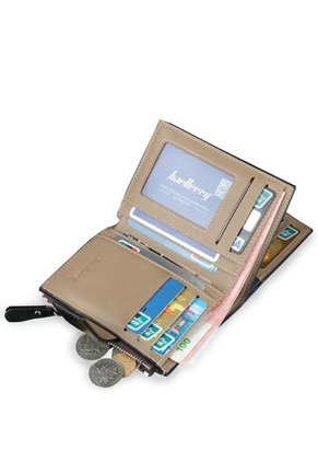 Billetera Monedero Hombre Mediana Cremallera Negro