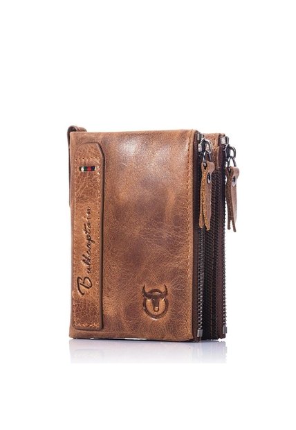 Billetera Cuero PU Hombre Monedero RFID BULLCAPTAIN QB06 Marron