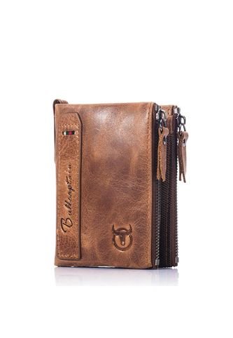 Billetera Cuero PU Hombre Monedero RFID BULLCAPTAIN QB06 Marron UrbenMood