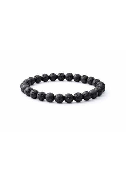 Manilla Pulsera Hombre Roca Lava Negra 8mm