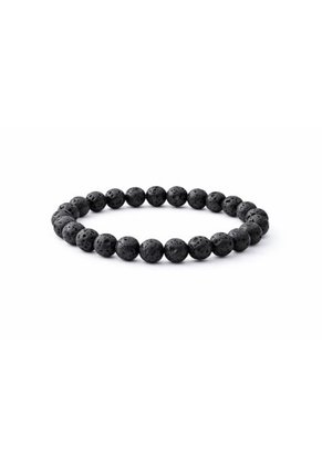 Manilla Pulsera Hombre Roca Lava Negra 8mm