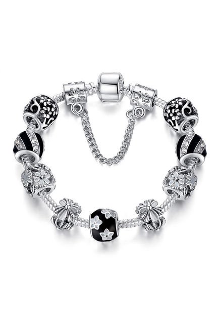 Pulsera Cuentas Cristal Murano Mujer Cadena Seguridad 3493
