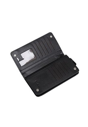 Billetera Hombre Plegable Larga Cuero PU Con Cierre 13036 Cafe