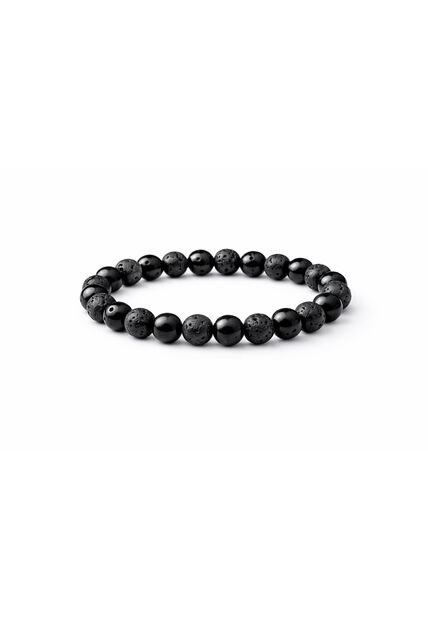 Manilla Pulsera Hombre Onix Piedra Lava 8mm