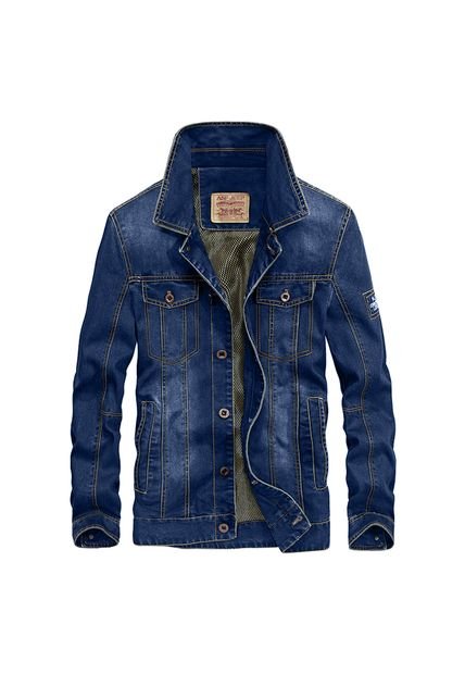 Chaqueta Hombre Denim Moda Casual Slim 1688 Azul Clasico