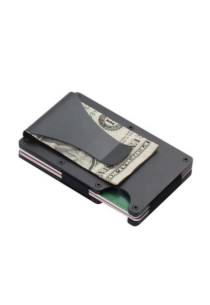 Billetera Tarjetero Hombre Aluminio Bloqueo RFID 0221 Negro
