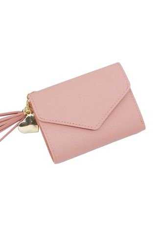 Billetera Mujer Corta Cuero Cuero PU Borla 0528 Rosado Rubio UrbenMood