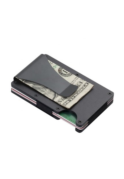Billetera Tarjetero Hombre Aluminio Bloqueo RFID 0221 Negro