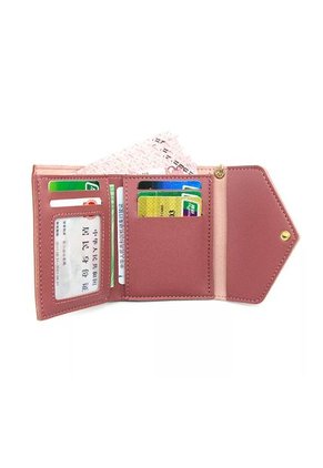 Billetera Mujer Corta Cuero Cuero PU Borla 0528 Rosado Rubio