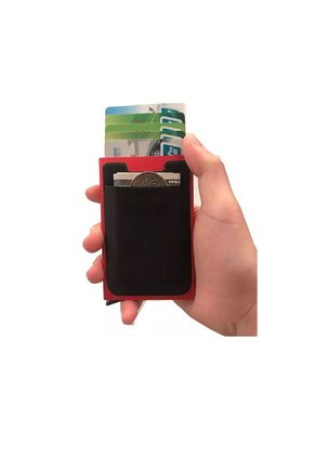 Billetera Cartera Aluminio Proteccion RFID QB0097 Rojo